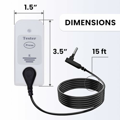 Electronic device with dimensions and 15 ft cable.